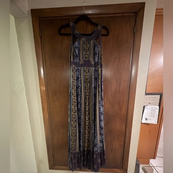 Free People Maxi Dress Sz. 8 Lace Up "You Made My Day" Cut Out Night Out Dress! - Picture 3 of 13